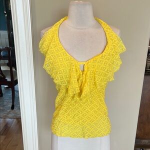 Bright Yellow Halter Neck Nylon Top